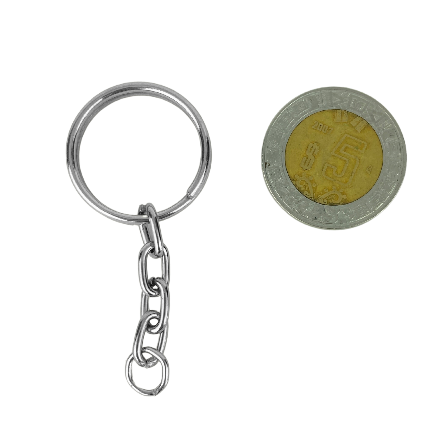 Argollas Para Llavero con Cadena Plateadas 2.5 cm Reforzada