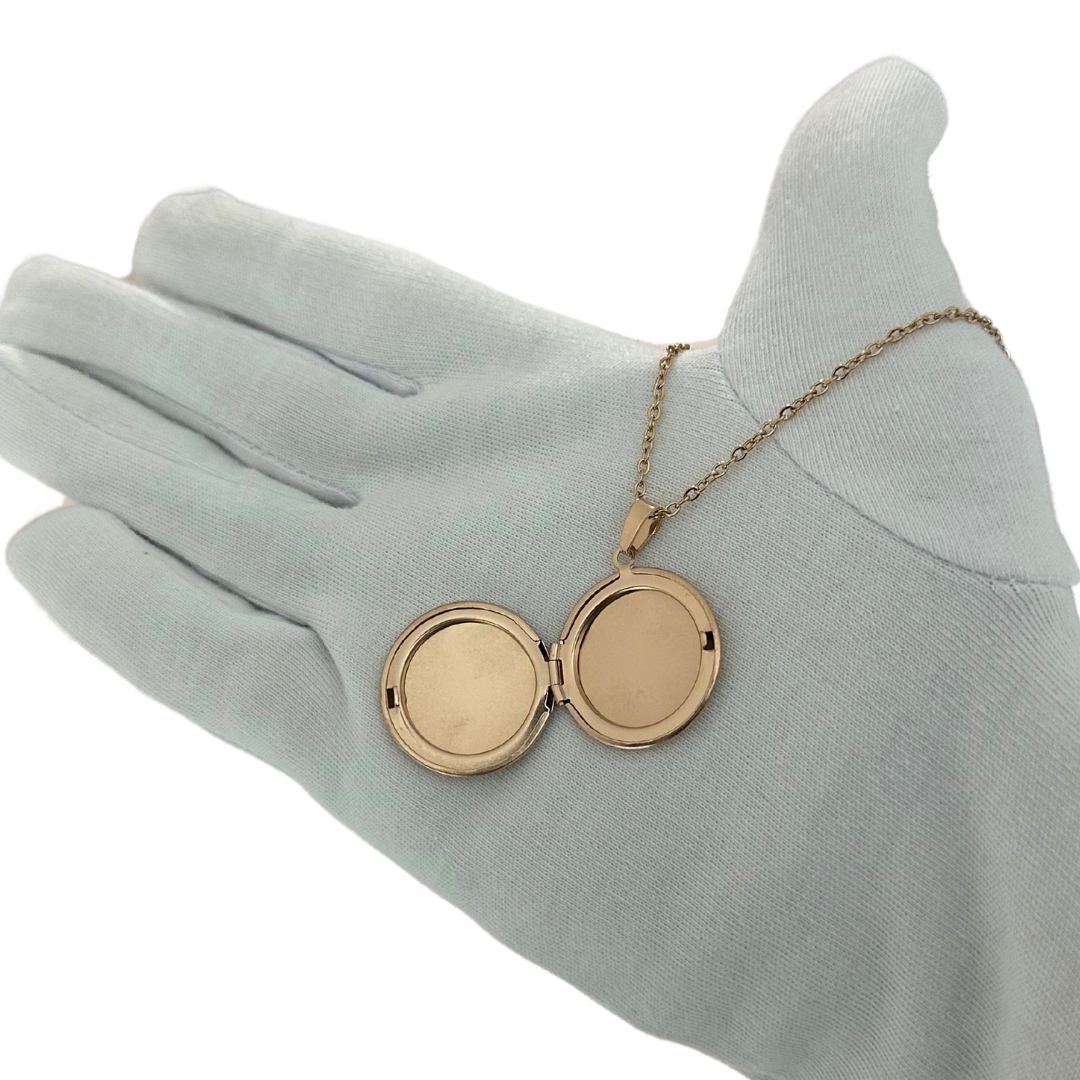 Collar Con Dije de Relicario De Acero Inoxidable Oro Rosa