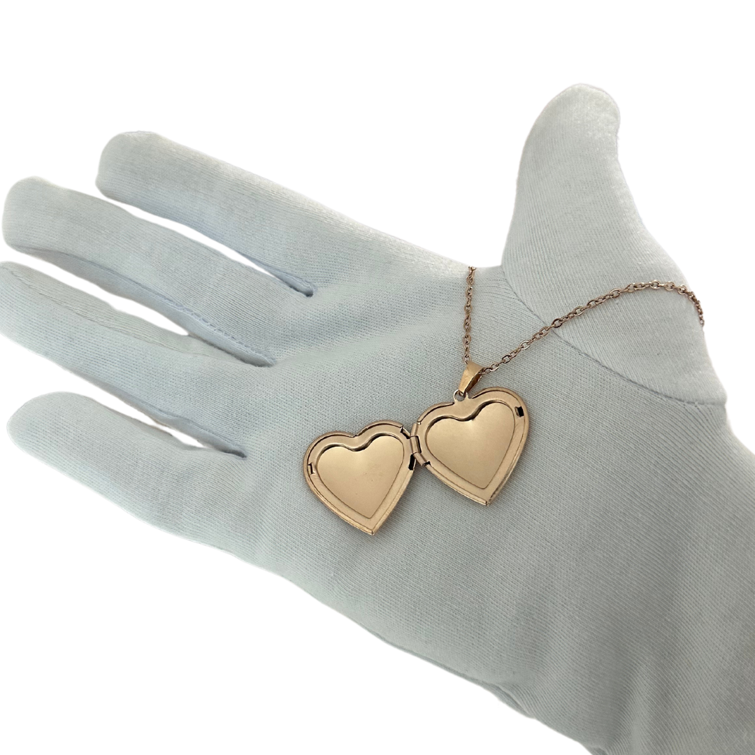 Relicario En Forma de Corazón de Acero Inoxidable Oro Rosa