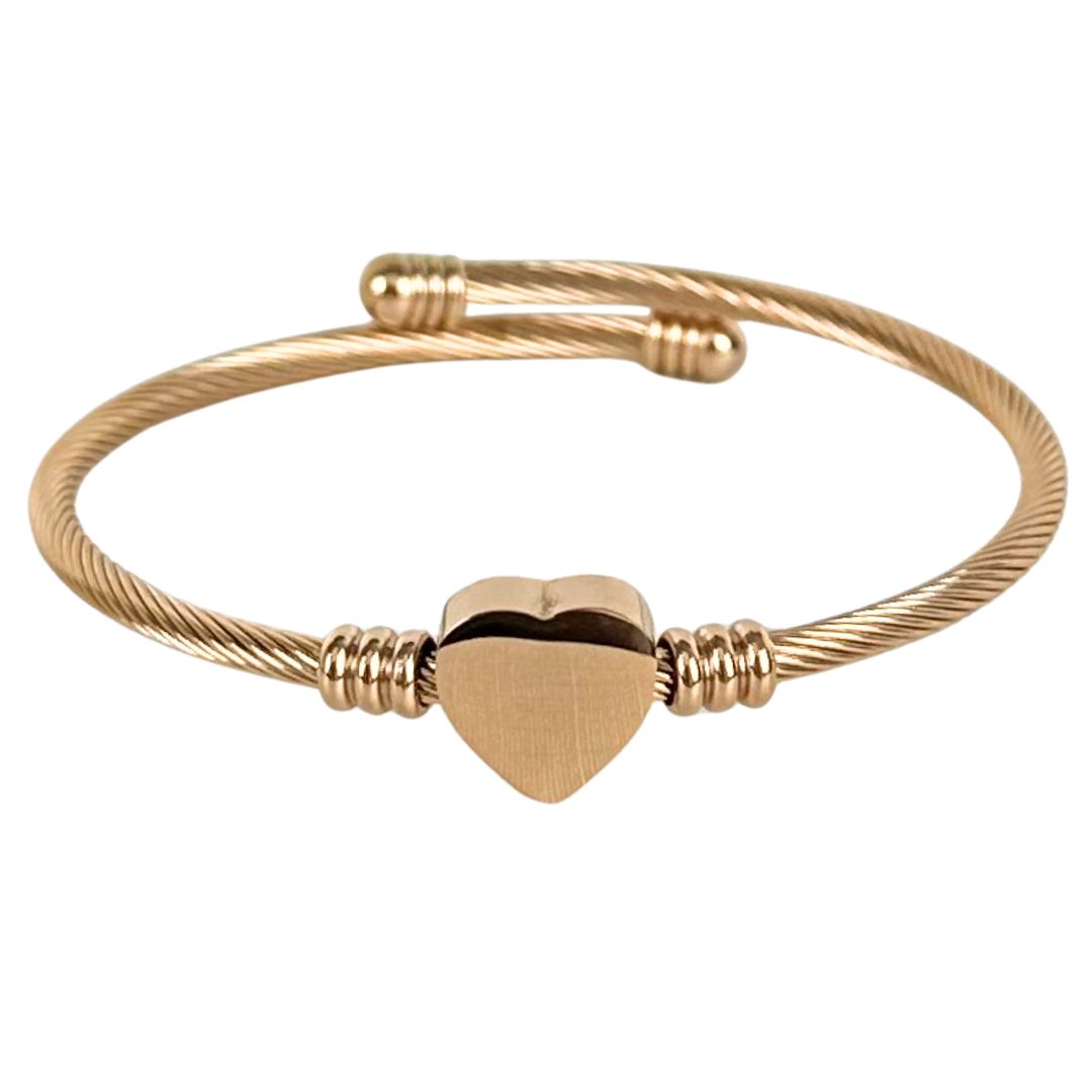 Brazalete Con Corazon Ajustable de Acero Inoxidable