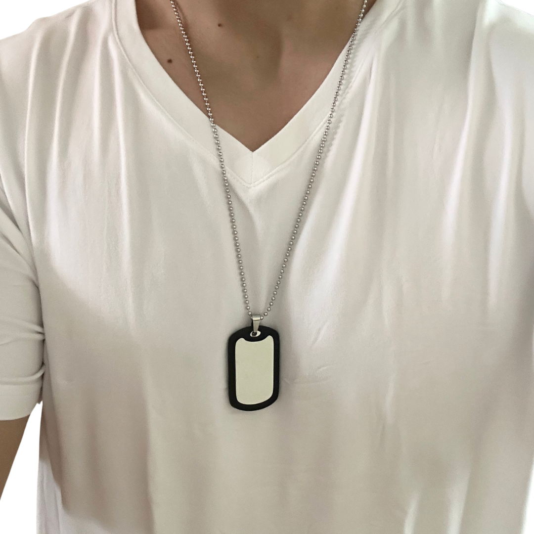 Dog Tag Placa Militar Con Silenciador de Acero Inoxidable