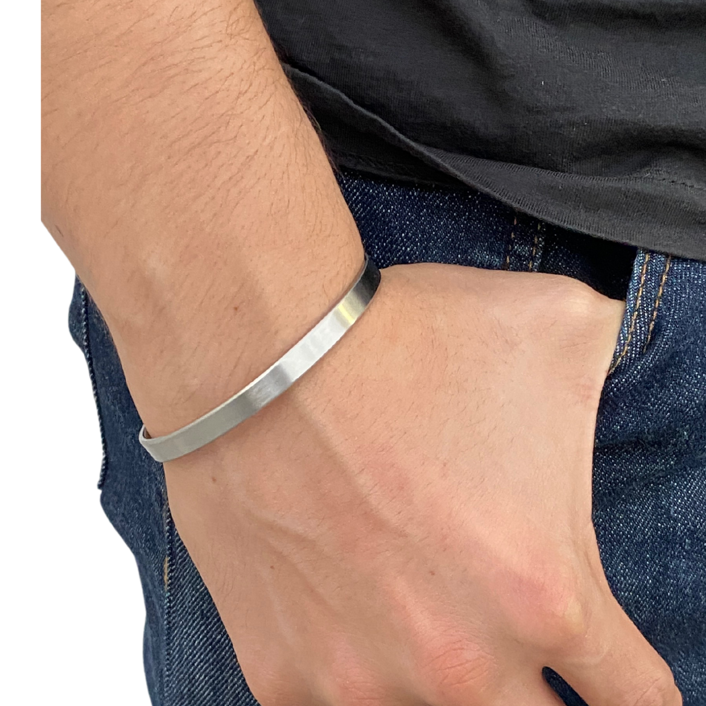 Brazalete Unisex Ajustable De Acero Inoxidable