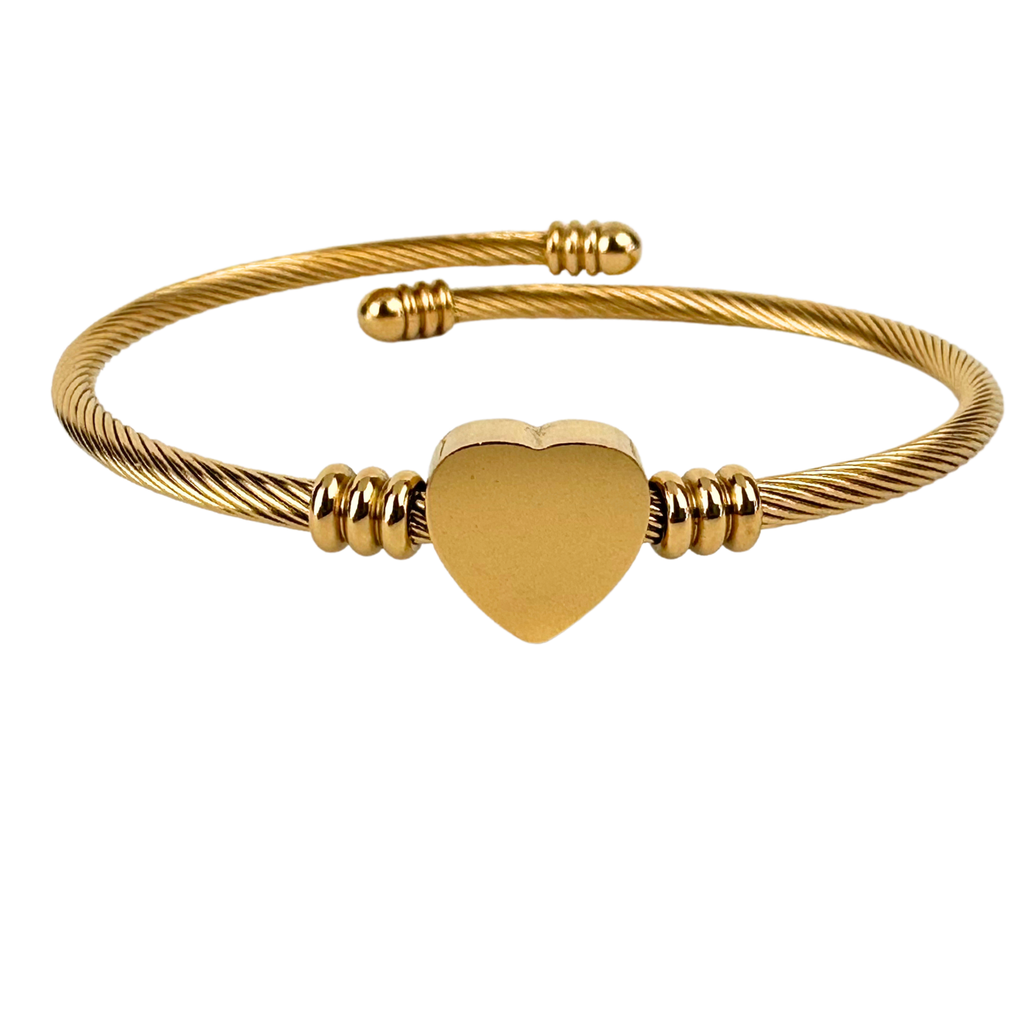 Brazalete Con Corazon Ajustable de Acero Inoxidable