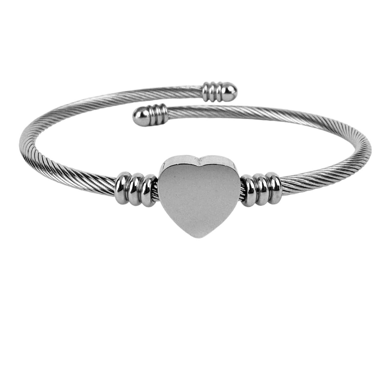 Brazalete Con Corazon Ajustable de Acero Inoxidable