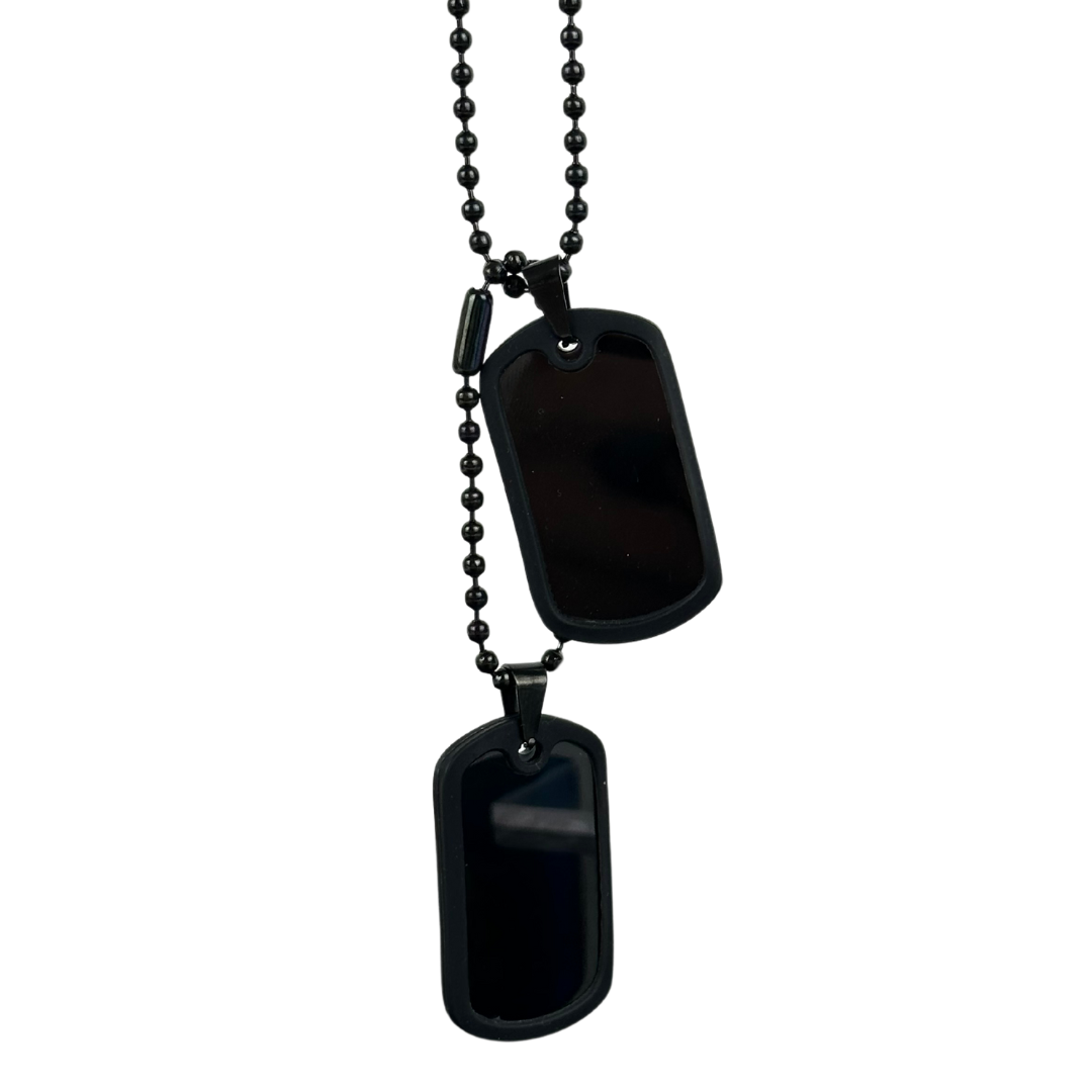 Doble Placa Dog Tag de Acero Inoxidable Con Silenciador