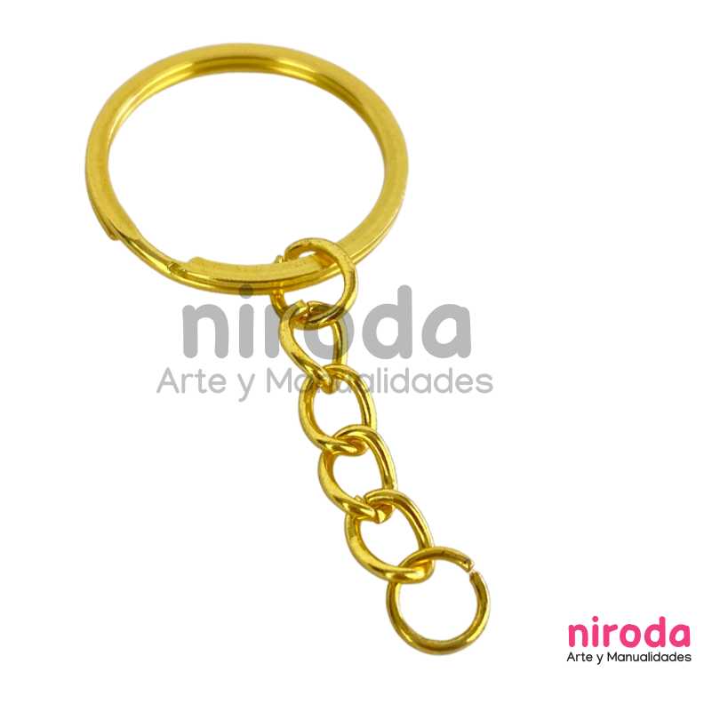 Argollas Planas Para Llavero con Cadena Doradas 2.5cm