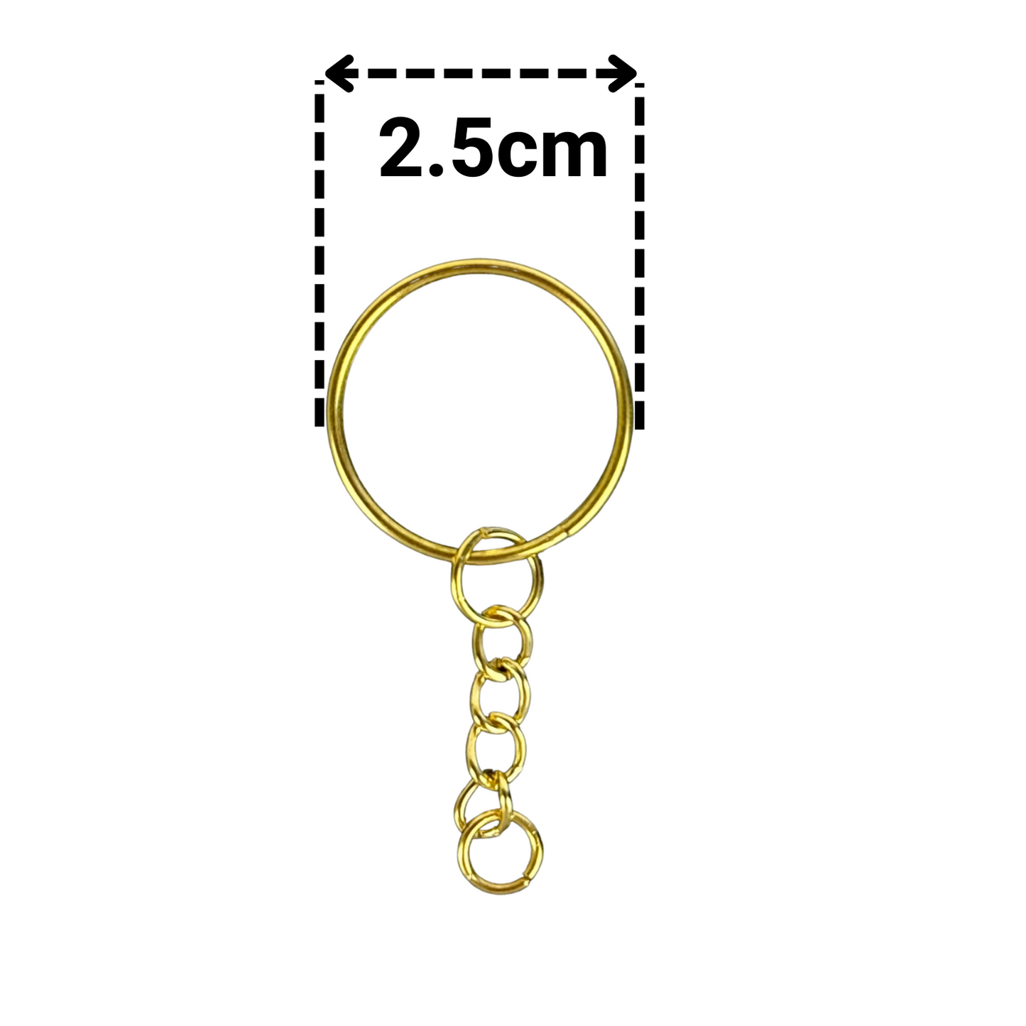 Argollas Para Llavero con Cadena Doradas 2.5cm Modelo A