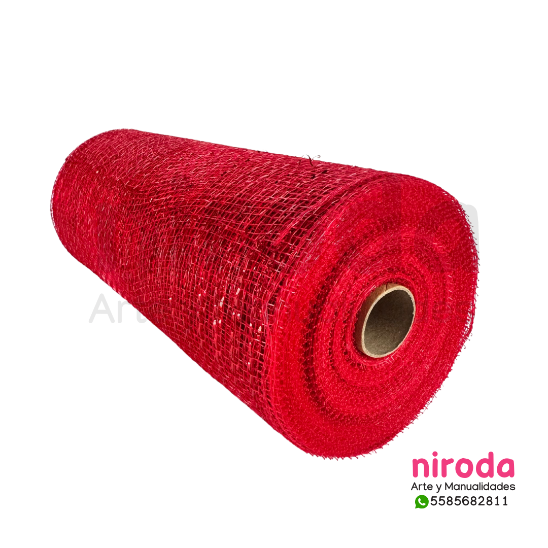 Malla Navideña Fina Metalica Decorativa de 25cm x 18metros de largo