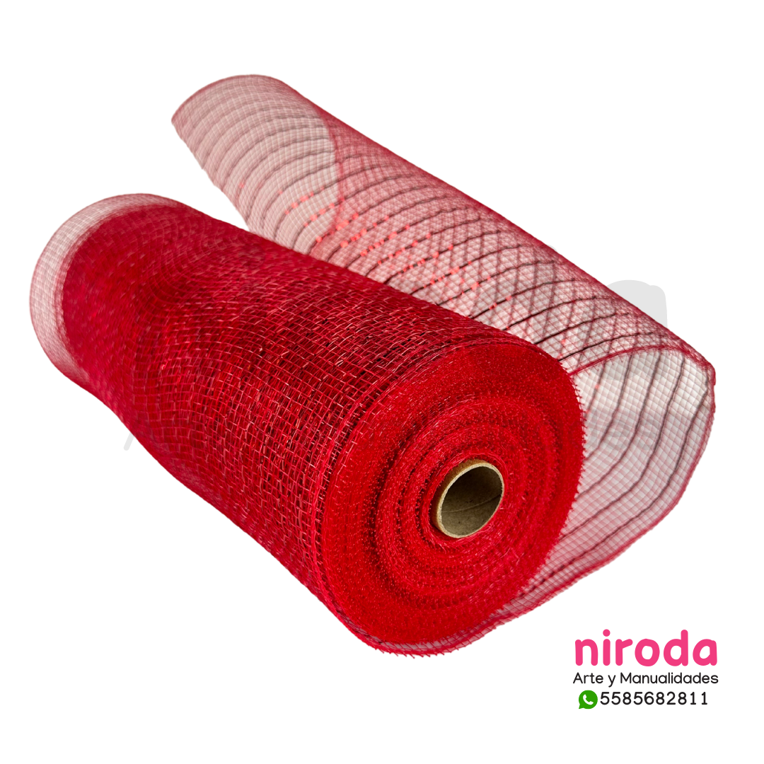 Malla Navideña Fina Metalica Decorativa de 25cm x 18metros de largo