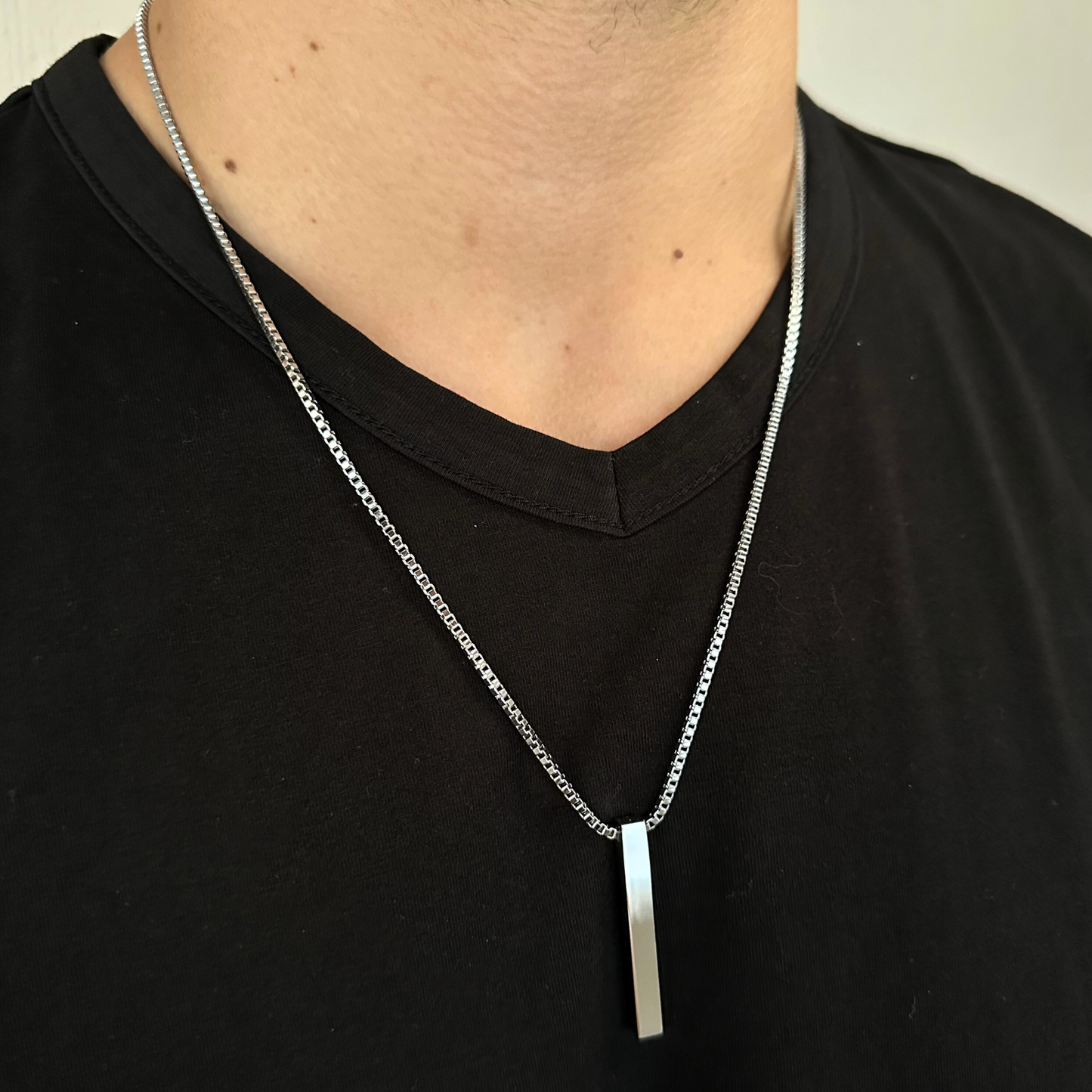 Dije Rectangular Minimalista de Acero Inoxidable Unisex