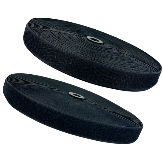 Rollo De Tela Contactel Negro De 2.5cm x 25mts de Largo Incluye Gancho y Felpa Estilo Velcro