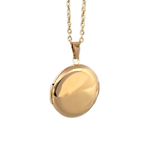 Collar Con Dije de Relicario De Acero Inoxidable Oro Rosa