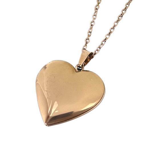 Relicario En Forma de Corazón de Acero Inoxidable Oro Rosa