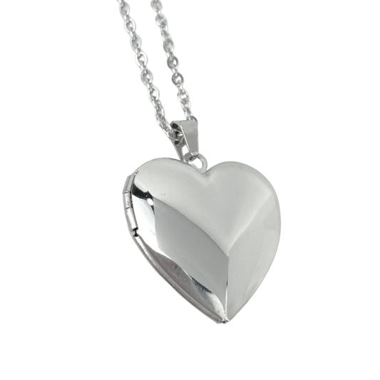 Relicario En Forma de Corazón de Acero Inoxidable