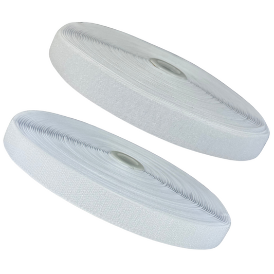 Rollo De Tela Contactel Blanco De 2.5cm x 25mts de Largo Incluye Gancho y Felpa Estilo Velcro