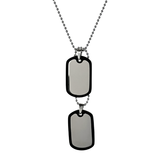 Doble Placa Dog Tag de Acero Inoxidable Con Silenciador