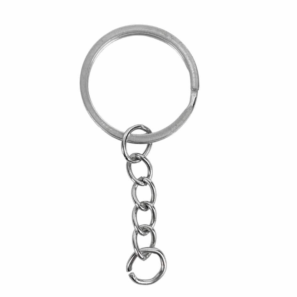 Argollas Planas Para Llavero con Cadena Plateadas 2.5cm