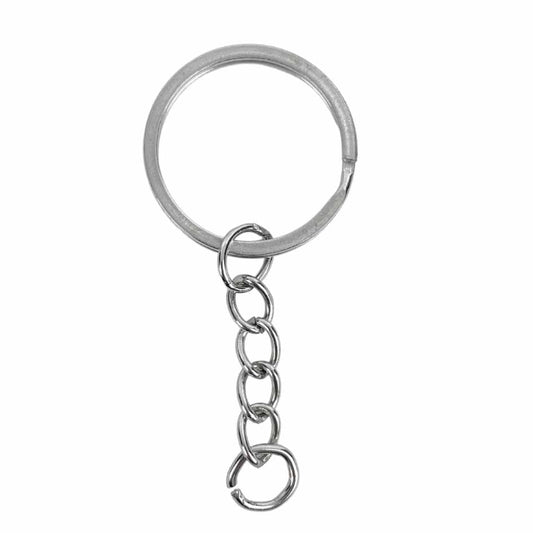 Argollas Planas Para Llavero con Cadena Plateadas 2.5cm