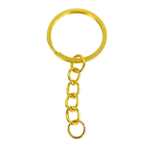 Argollas Planas Para Llavero con Cadena Doradas 2.5cm