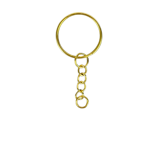 Argollas Para Llavero con Cadena Doradas 2.5cm Modelo A