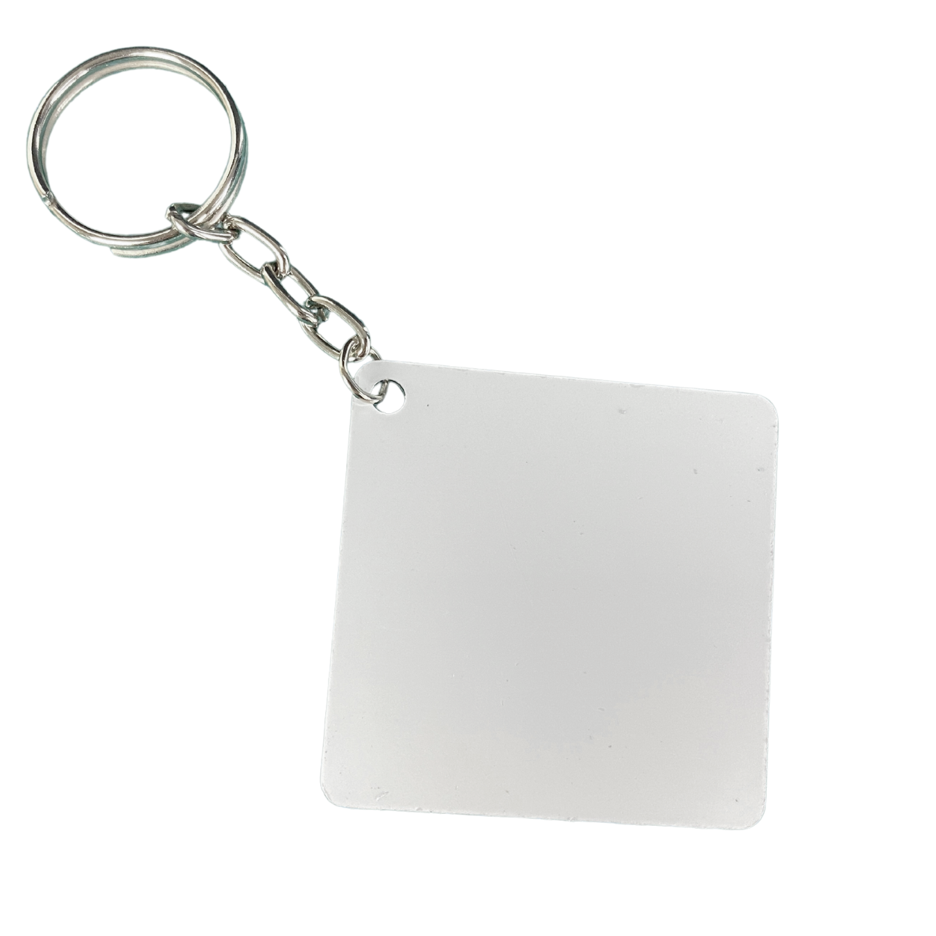 Llavero Cuadrado de Acrilico Blanco Para Sublimar de 3mm de Grosor 5cm