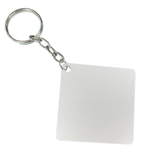 Llavero Cuadrado de Acrilico Blanco Para Sublimar de 3mm de Grosor 5cm