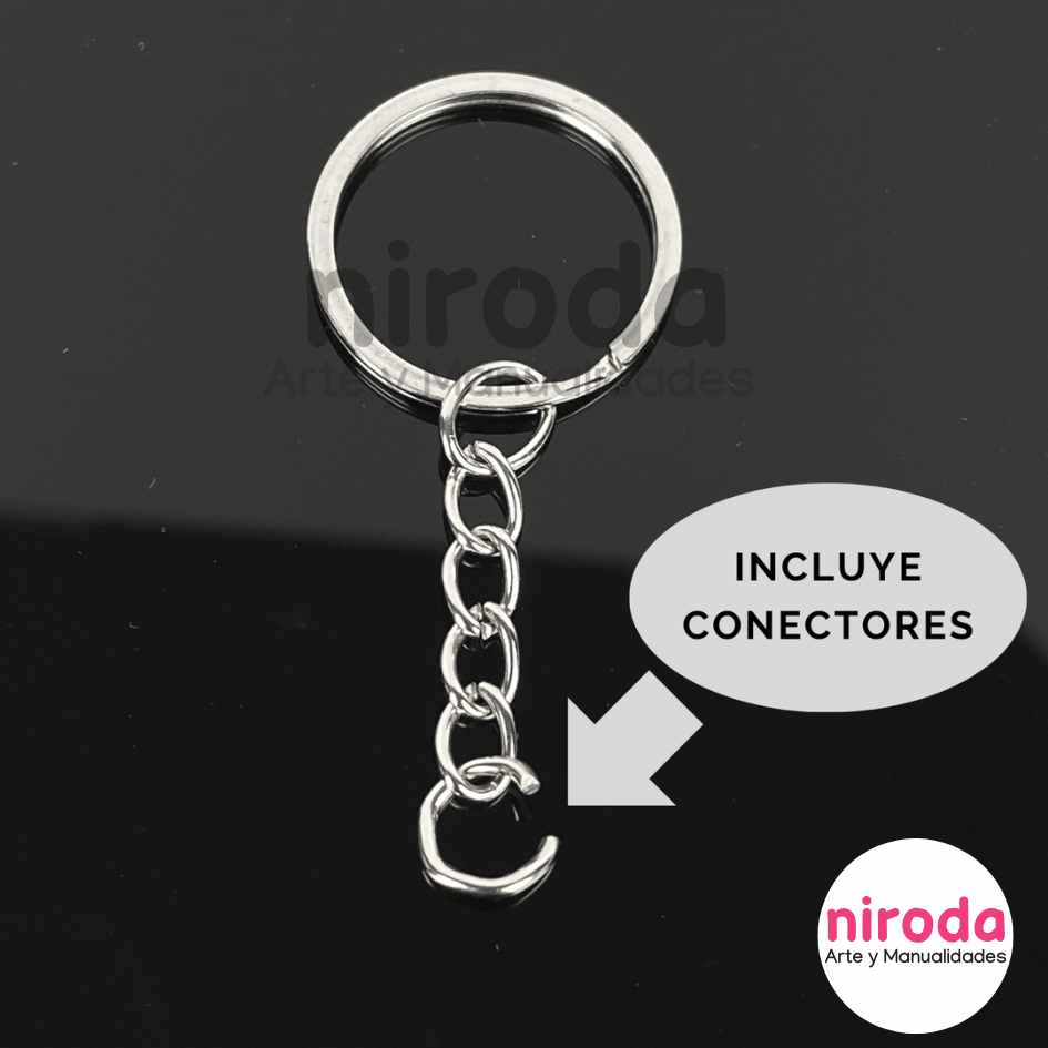 Argollas Planas Para Llavero con Cadena Plateadas 2.5cm