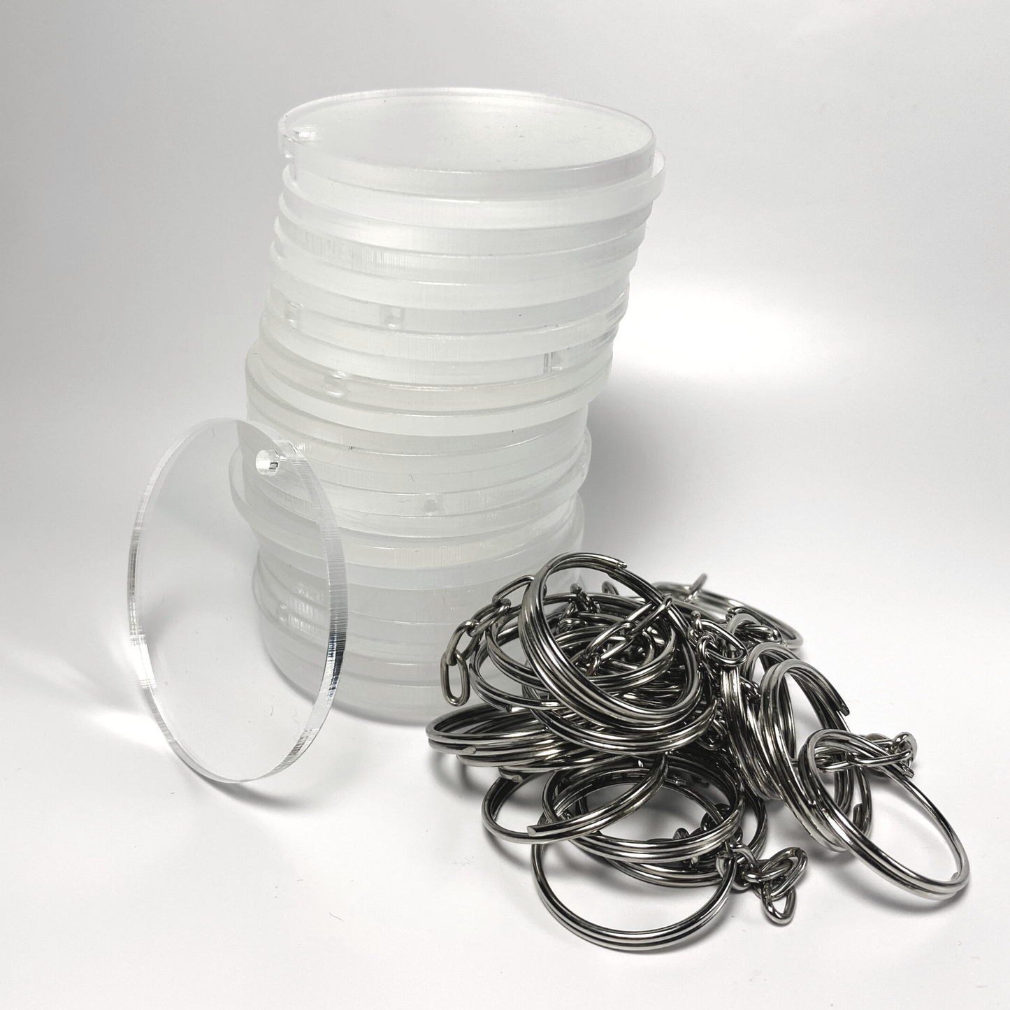 Llavero Circulo de Acrilico Transparente de 3mm de Grosor y 5cm de Diametro