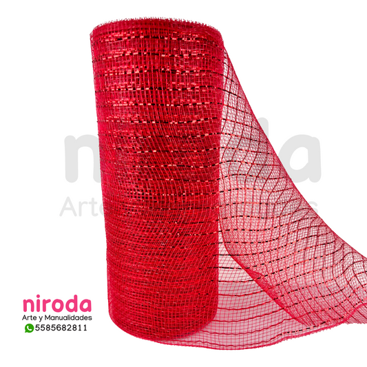 Malla Navideña Fina Metalica Decorativa de 25cm x 18metros de largo