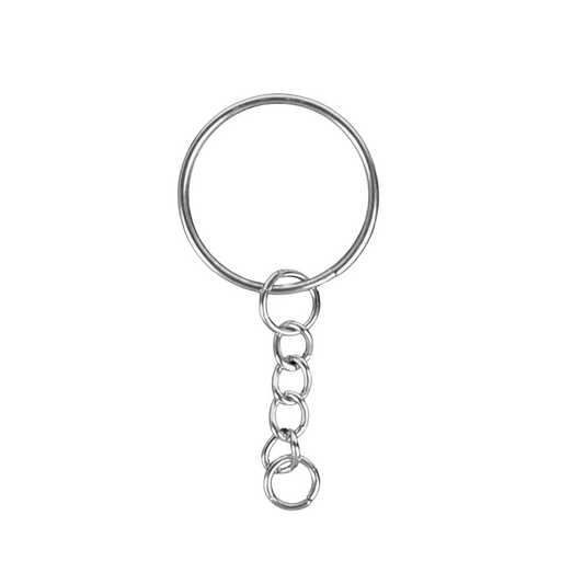 Argollas Para Llavero con Cadena Plateadas 2.5cm Delgadas