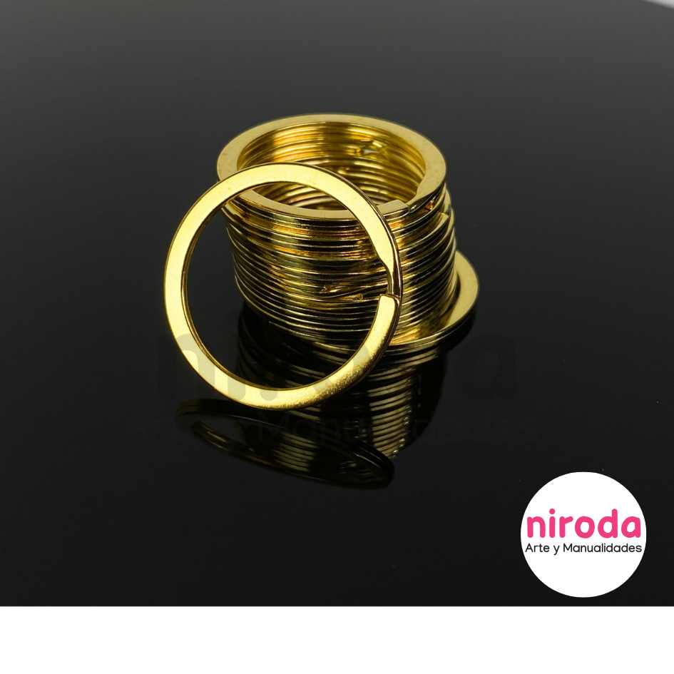 Argollas Para Llavero Sin Cadena 2.5cm Doradas Planas Finas