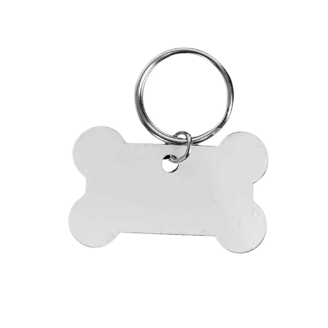 Placa Para Mascota Para Sublimar de Aluminio Doble Cara 4.5x2.7cm Huesito